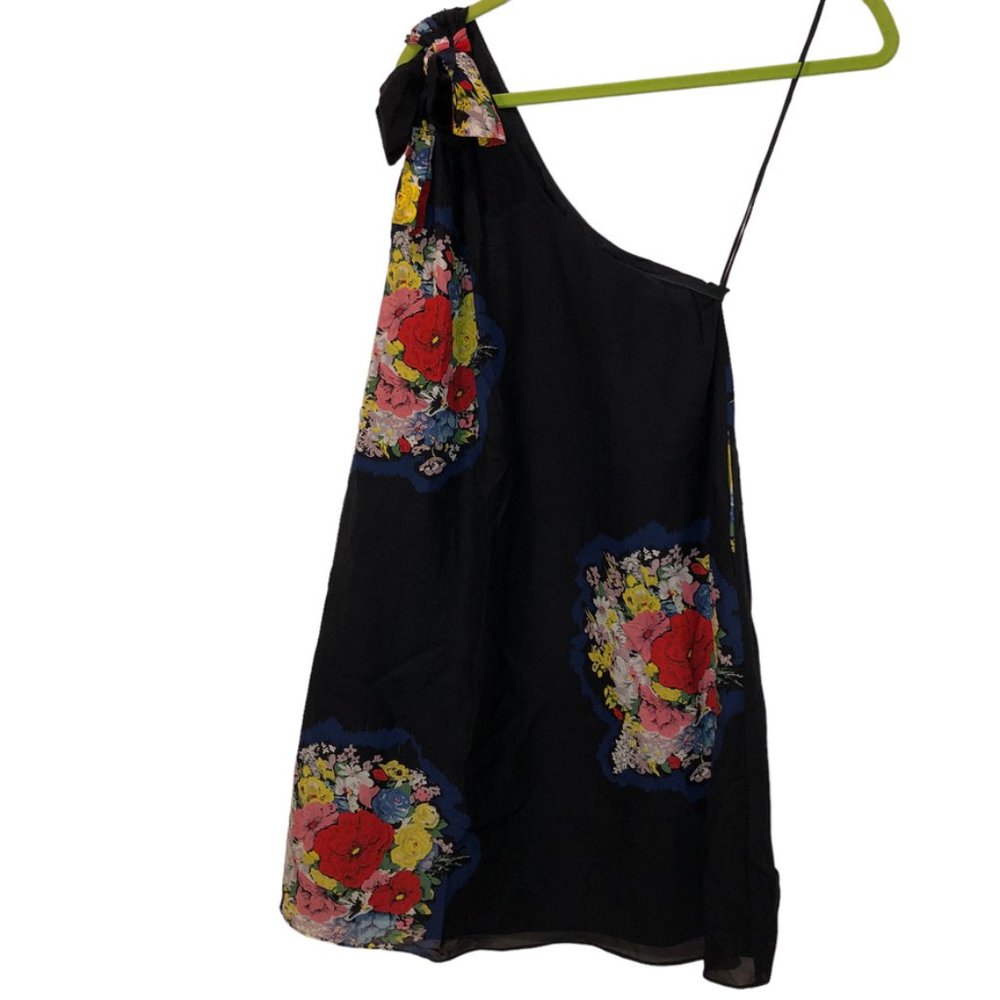 twinkle by wenlan red poppies rununculuses FLORAL one shoulder SILK dres…